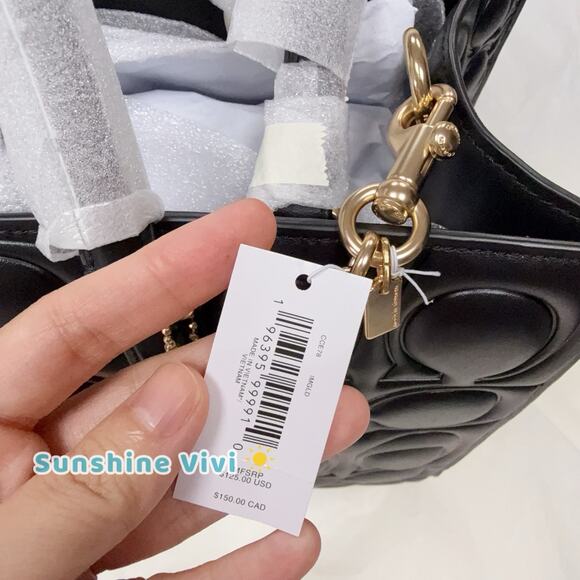 NWT Bundle Coach Large Maggie Tote Bag CY672 Black & CCE78 Long Chain Charm Gold - Picture 9 of 10